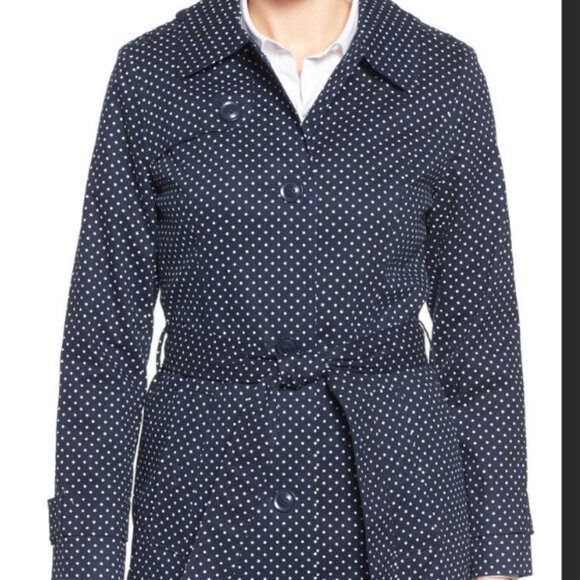 London Fog Polka Dot Single Breasted Trench Coat - Picture 13 of 13
